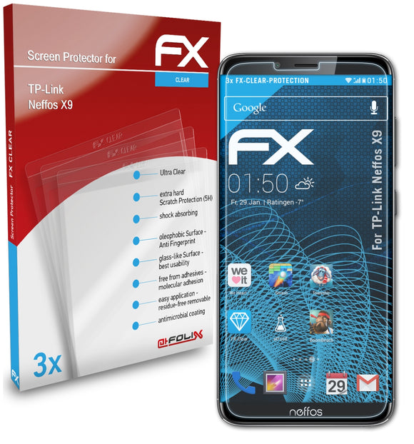 atFoliX FX-Clear Schutzfolie für TP-Link Neffos X9