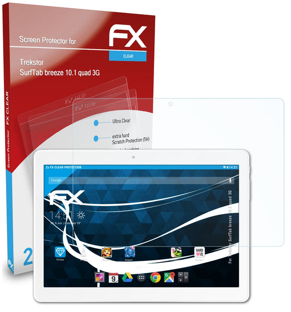 atFoliX FX-Clear Schutzfolie für Trekstor SurfTab breeze 10.1 quad 3G