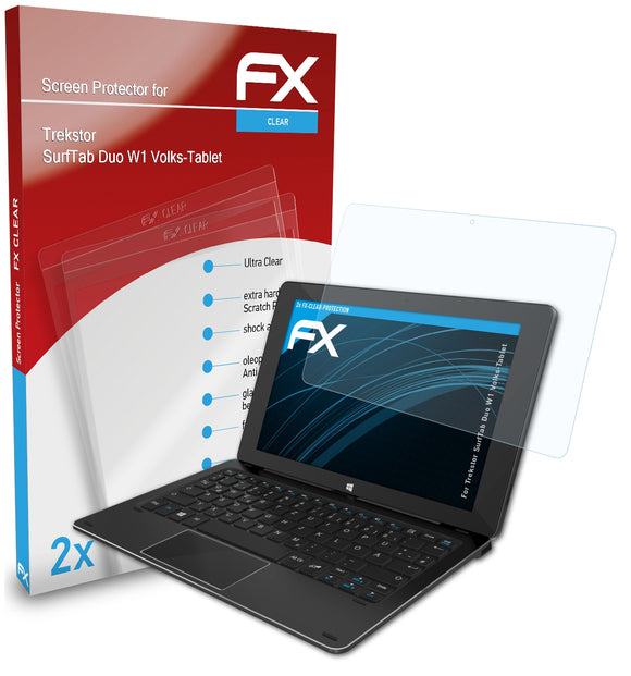 atFoliX FX-Clear Schutzfolie für Trekstor SurfTab Duo W1 (Volks-Tablet)