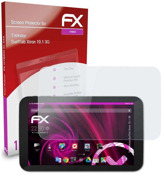 atFoliX FX-Hybrid-Glass Panzerglasfolie für Trekstor SurfTab Xiron 10.1 3G