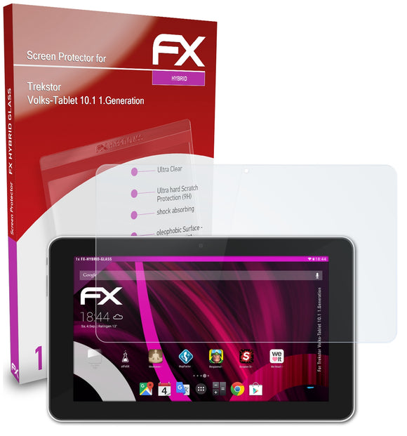 atFoliX FX-Hybrid-Glass Panzerglasfolie für Trekstor Volks-Tablet 10.1 (1.Generation)