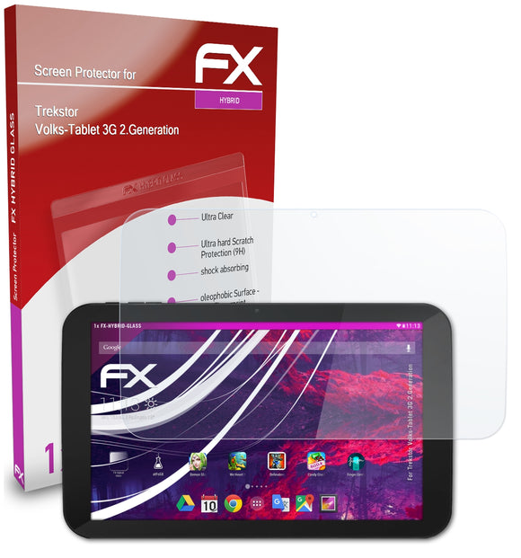 atFoliX FX-Hybrid-Glass Panzerglasfolie für Trekstor Volks-Tablet 3G (2.Generation)