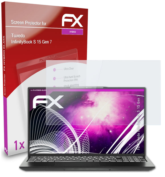 atFoliX FX-Hybrid-Glass Panzerglasfolie für Tuxedo InfinityBook S 15 (Gen 7)