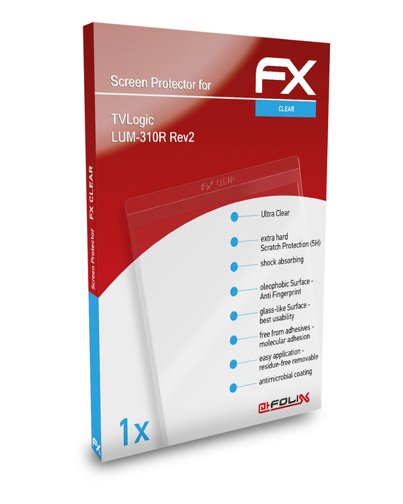 atFoliX FX-Clear Schutzfolie für TVLogic LUM-310R Rev2