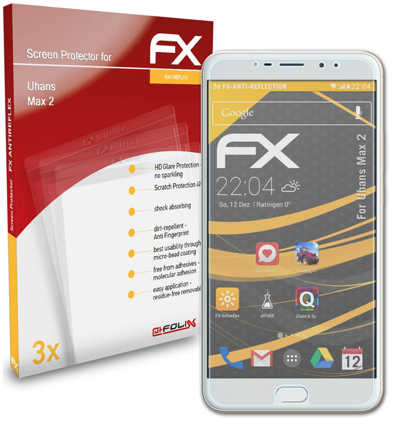 atFoliX FX-Antireflex Displayschutzfolie für Uhans Max 2