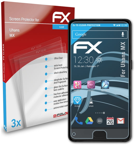 atFoliX FX-Clear Schutzfolie für Uhans MX