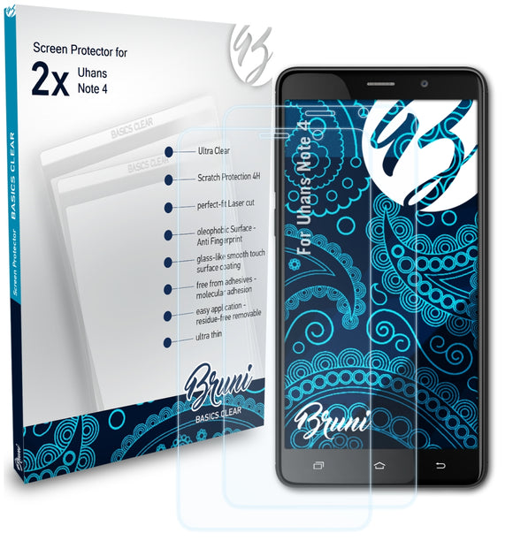 Bruni Basics-Clear Displayschutzfolie für Uhans Note 4