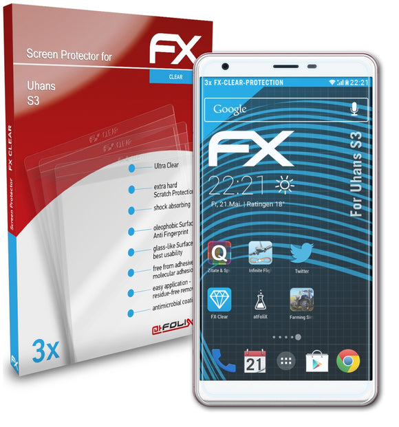 atFoliX FX-Clear Schutzfolie für Uhans S3