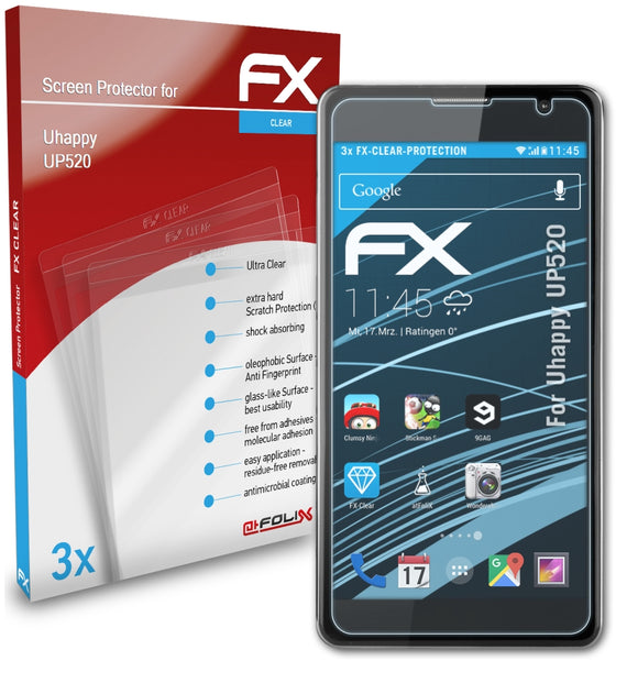 atFoliX FX-Clear Schutzfolie für Uhappy UP520
