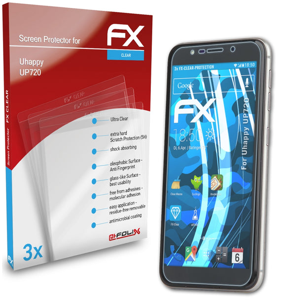 atFoliX FX-Clear Schutzfolie für Uhappy UP720