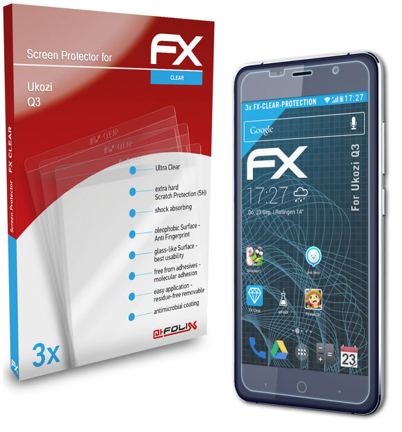 atFoliX FX-Clear Schutzfolie für Ukozi Q3