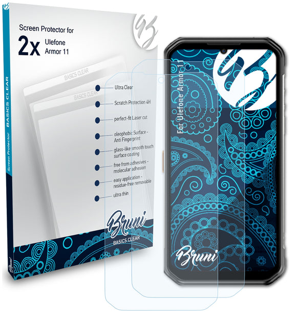 Bruni Basics-Clear Displayschutzfolie für Ulefone Armor 11