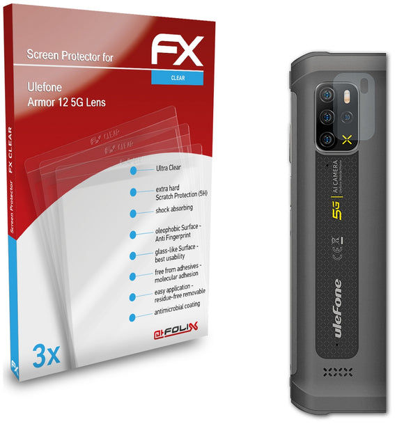 atFoliX FX-Clear Schutzfolie für Ulefone Armor 12 5G Lens