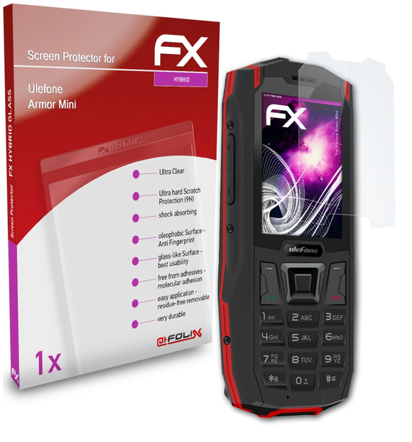 atFoliX FX-Hybrid-Glass Panzerglasfolie für Ulefone Armor Mini