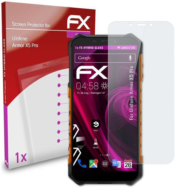 atFoliX FX-Hybrid-Glass Panzerglasfolie für Ulefone Armor X5 Pro