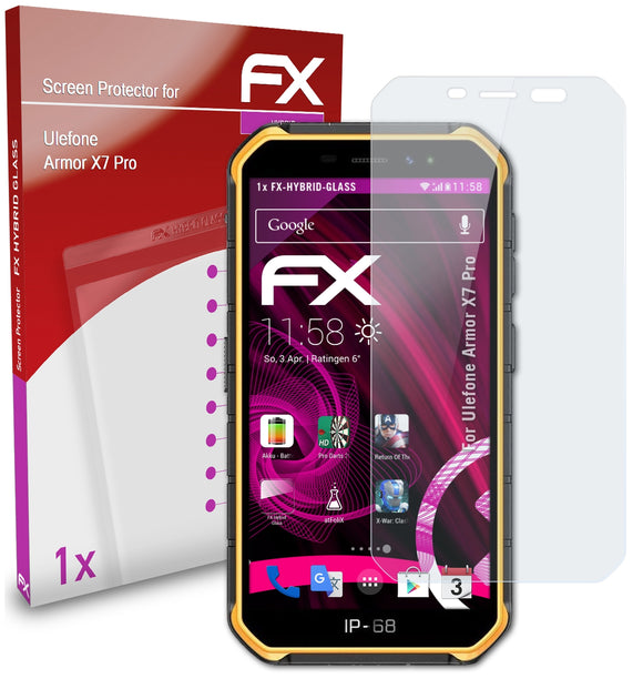 atFoliX FX-Hybrid-Glass Panzerglasfolie für Ulefone Armor X7 Pro