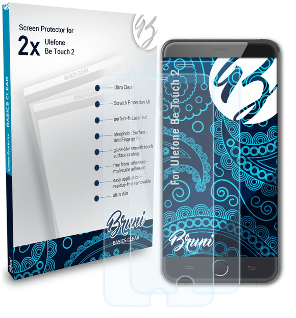 Bruni Basics-Clear Displayschutzfolie für Ulefone Be Touch 2