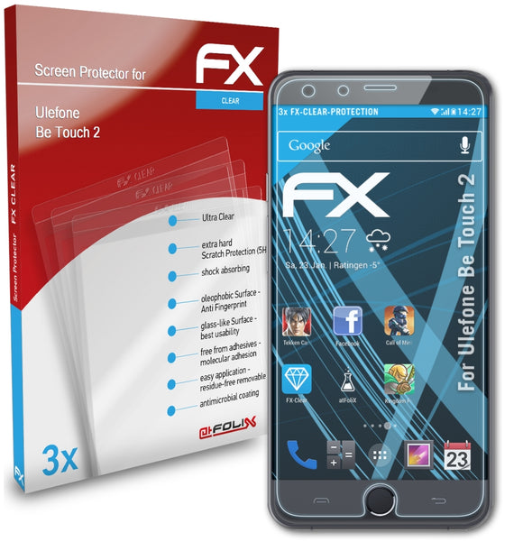atFoliX FX-Clear Schutzfolie für Ulefone Be Touch 2