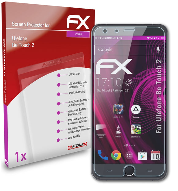 atFoliX FX-Hybrid-Glass Panzerglasfolie für Ulefone Be Touch 2