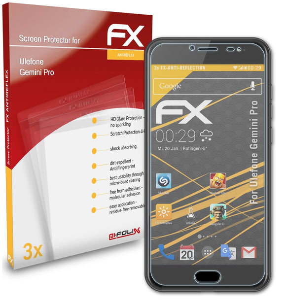 atFoliX FX-Antireflex Displayschutzfolie für Ulefone Gemini Pro