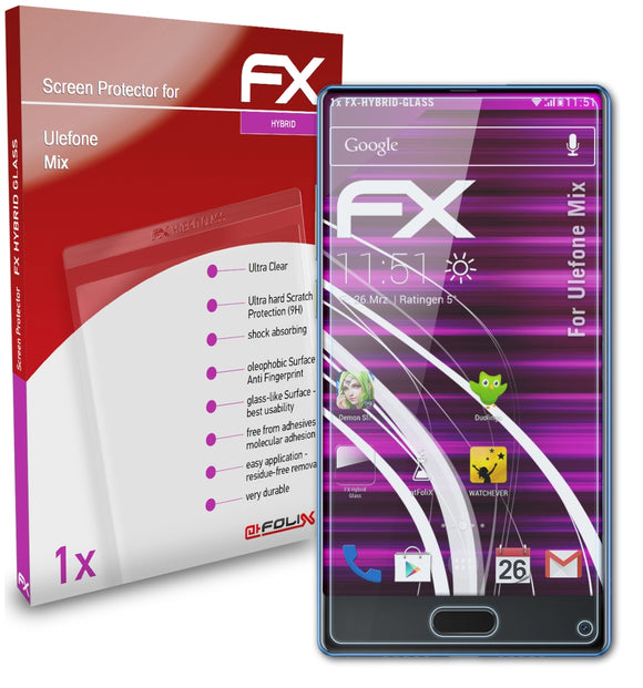 atFoliX FX-Hybrid-Glass Panzerglasfolie für Ulefone Mix