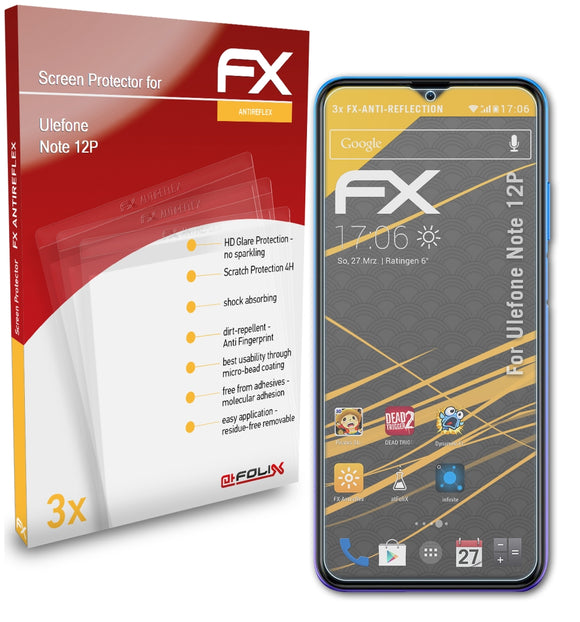 atFoliX FX-Antireflex Displayschutzfolie für Ulefone Note 12P