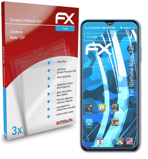 atFoliX FX-Clear Schutzfolie für Ulefone Note 12P