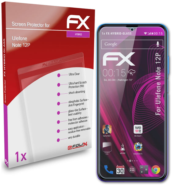 atFoliX FX-Hybrid-Glass Panzerglasfolie für Ulefone Note 12P