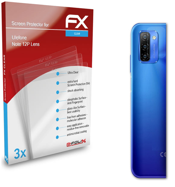 atFoliX FX-Clear Schutzfolie für Ulefone Note 12P Lens
