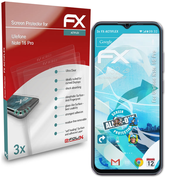 atFoliX FX-ActiFleX Displayschutzfolie für Ulefone Note 16 Pro
