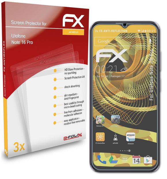 atFoliX FX-Antireflex Displayschutzfolie für Ulefone Note 16 Pro