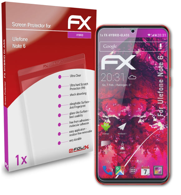 atFoliX FX-Hybrid-Glass Panzerglasfolie für Ulefone Note 6