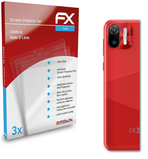 atFoliX FX-Clear Schutzfolie für Ulefone Note 6 Lens