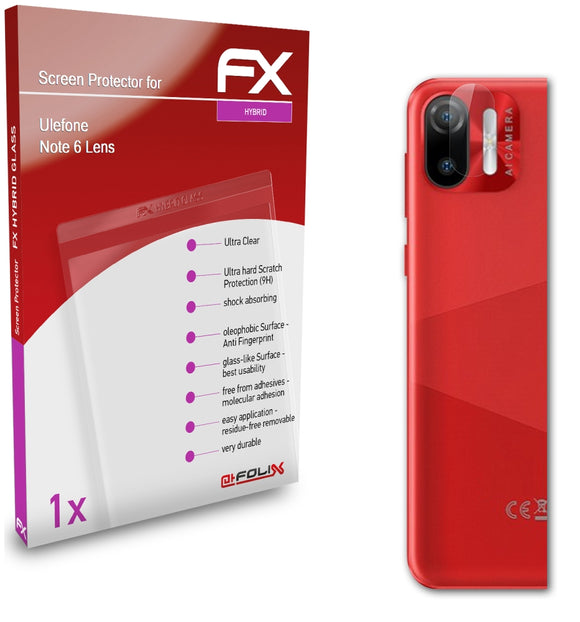 atFoliX FX-Hybrid-Glass Panzerglasfolie für Ulefone Note 6 Lens