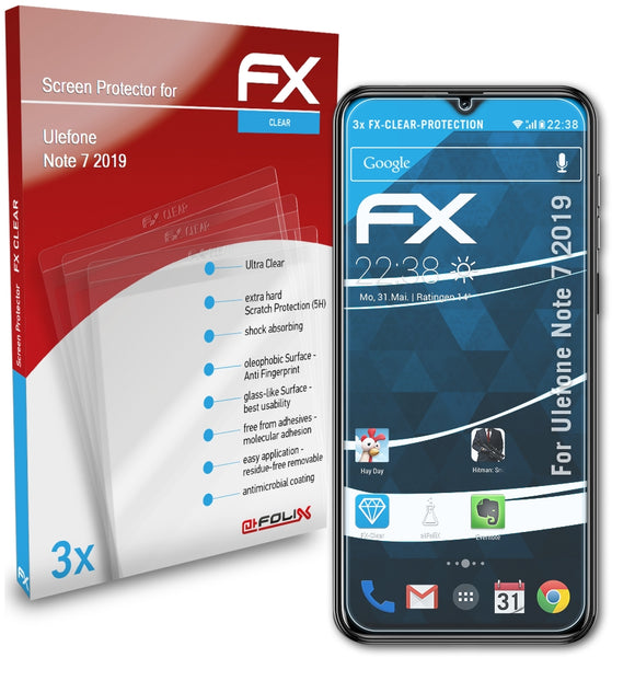 atFoliX FX-Clear Schutzfolie für Ulefone Note 7 (2019)