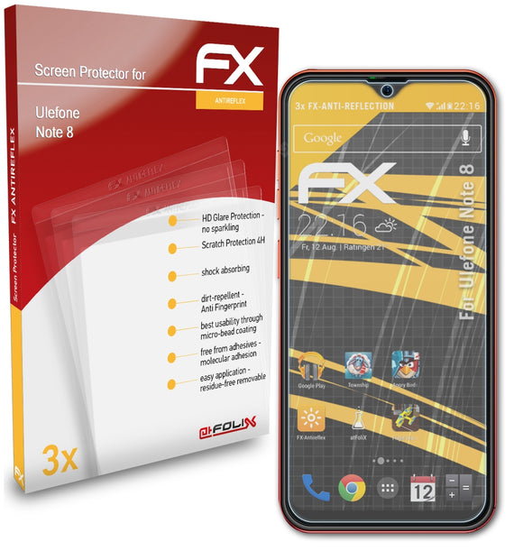 atFoliX FX-Antireflex Displayschutzfolie für Ulefone Note 8