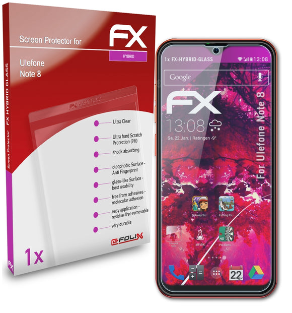 atFoliX FX-Hybrid-Glass Panzerglasfolie für Ulefone Note 8