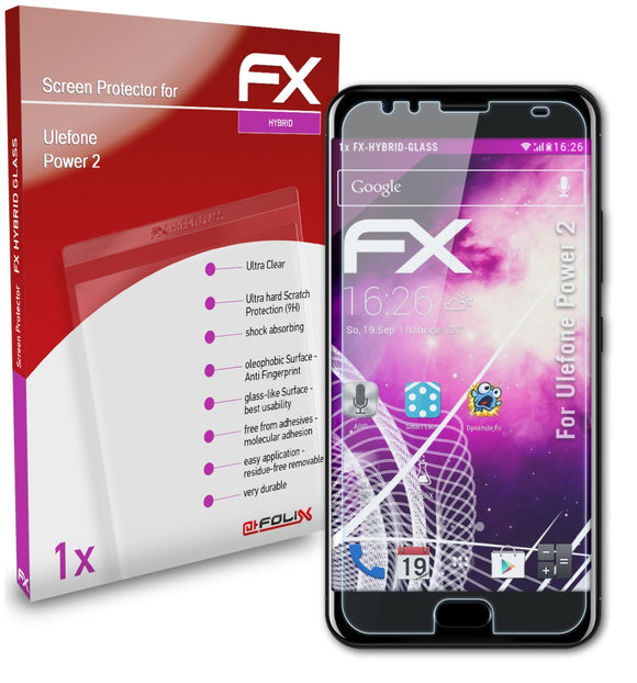 atFoliX FX-Hybrid-Glass Panzerglasfolie für Ulefone Power 2