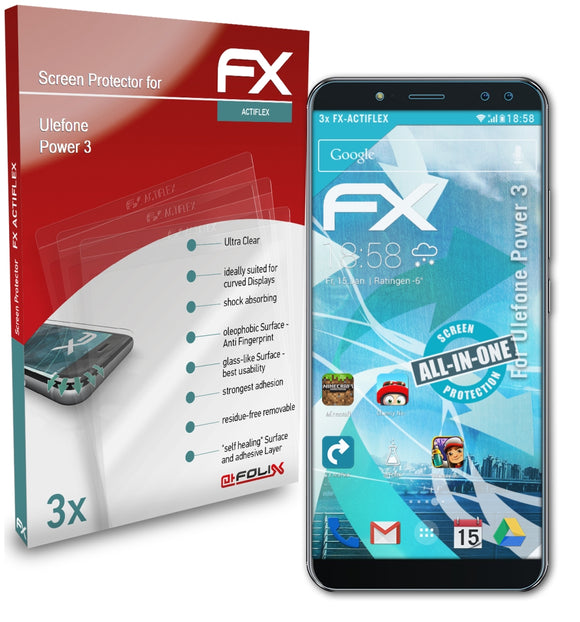 atFoliX FX-ActiFleX Displayschutzfolie für Ulefone Power 3