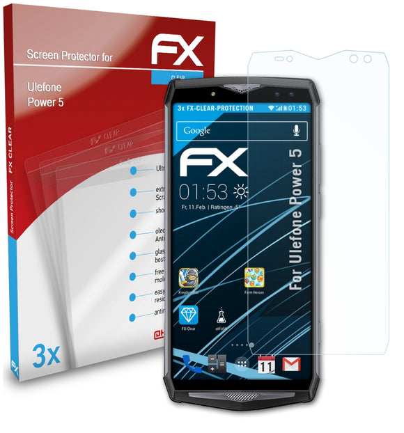 atFoliX FX-Clear Schutzfolie für Ulefone Power 5