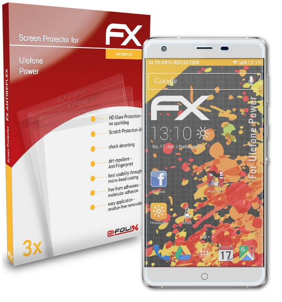 atFoliX FX-Antireflex Displayschutzfolie für Ulefone Power