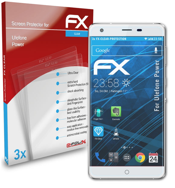 atFoliX FX-Clear Schutzfolie für Ulefone Power