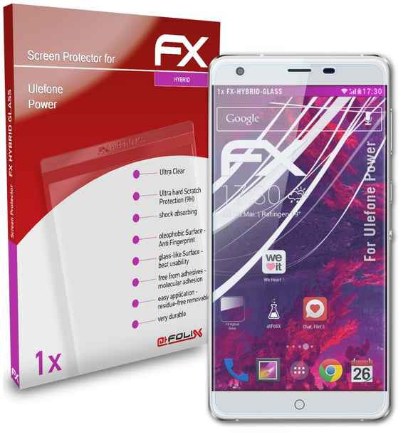 atFoliX FX-Hybrid-Glass Panzerglasfolie für Ulefone Power