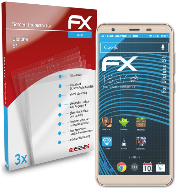 atFoliX FX-Clear Schutzfolie für Ulefone S1