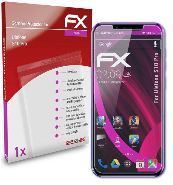 atFoliX FX-Hybrid-Glass Panzerglasfolie für Ulefone S10 Pro