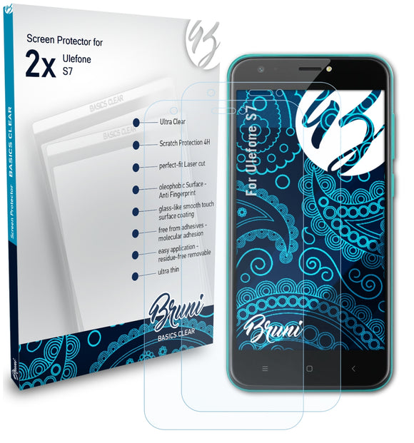 Bruni Basics-Clear Displayschutzfolie für Ulefone S7