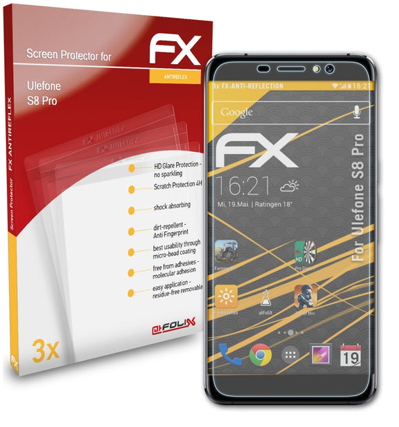 atFoliX FX-Antireflex Displayschutzfolie für Ulefone S8 Pro