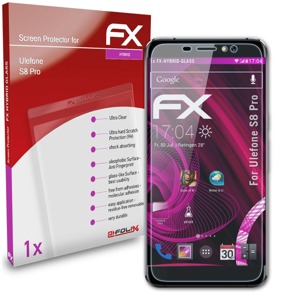atFoliX FX-Hybrid-Glass Panzerglasfolie für Ulefone S8 Pro