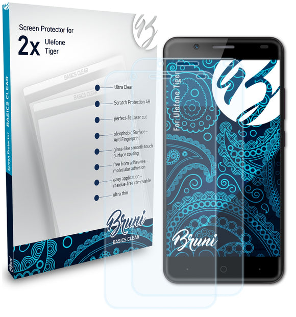 Bruni Basics-Clear Displayschutzfolie für Ulefone Tiger