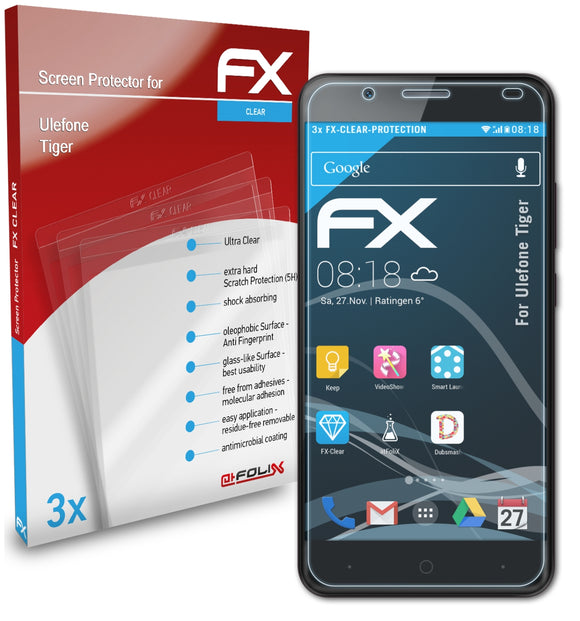 atFoliX FX-Clear Schutzfolie für Ulefone Tiger